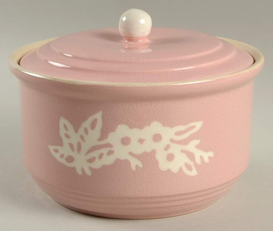 Dainty Flower Pink (Virginia) 1 Qt Round Covered Casserole by Harker-1