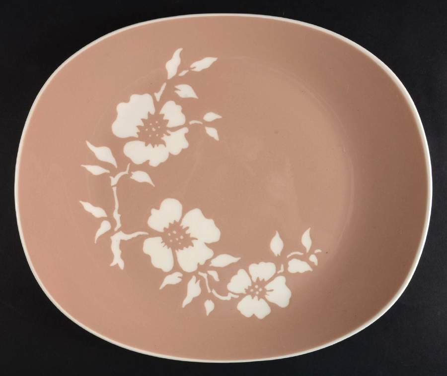 Dogwood Tan 13" Oval Serving Platter by Harker-1