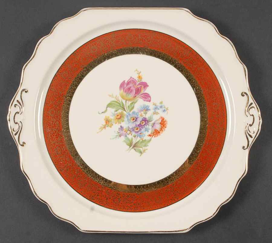 Dresden Duchess Square Handled Cake Plate by Harker-1