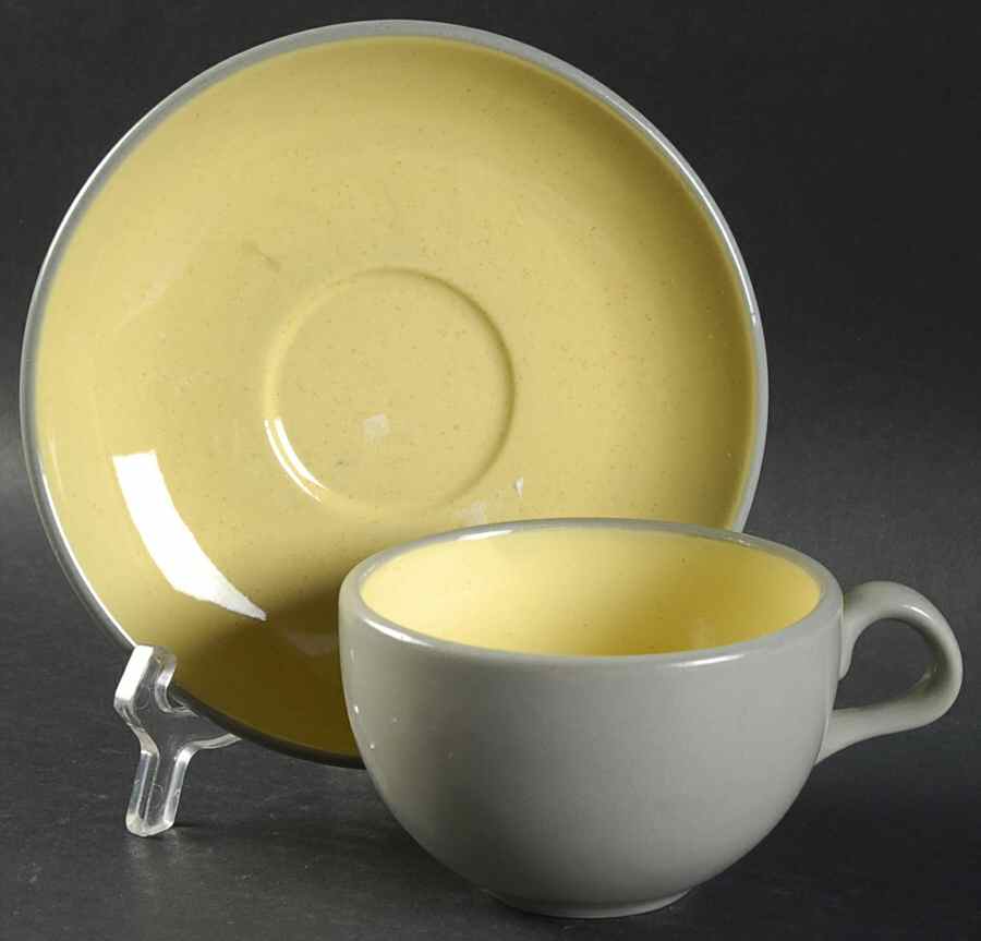 Golden Dawn Flat Cup & Saucer Set by Harker-1