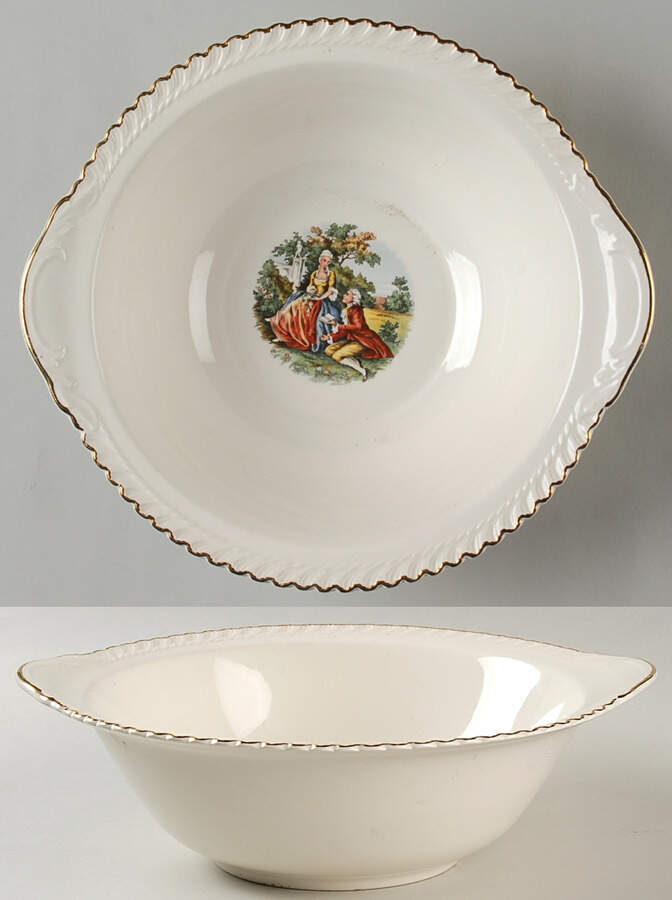 Godey Prints 10" Round Vegetable Bowl by Harker-1