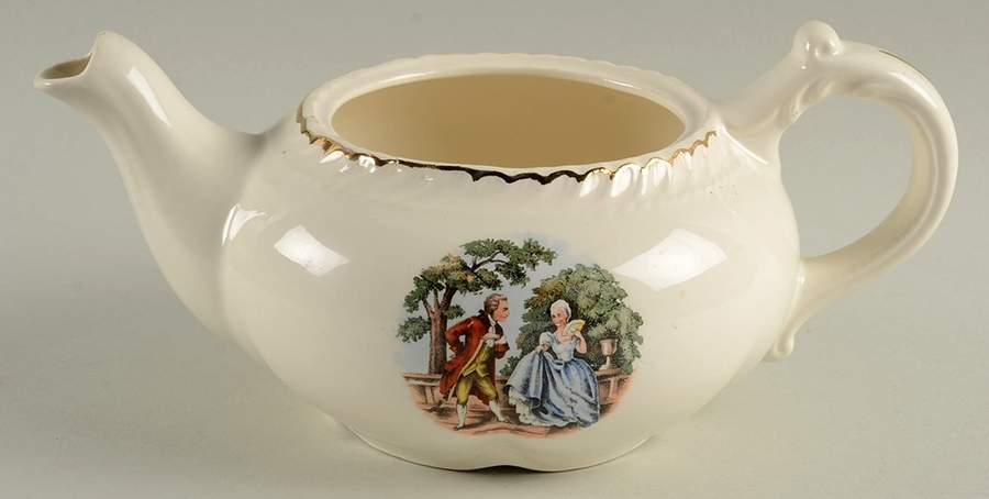 Godey Prints Teapot No Lid by Harker-1