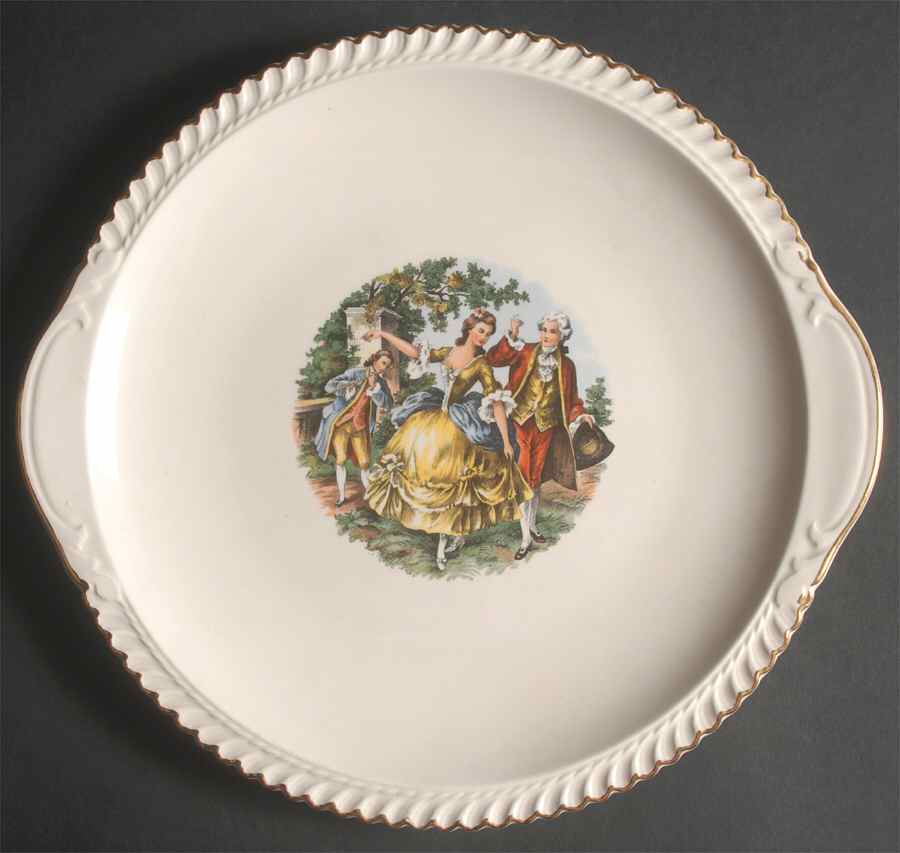 Godey Prints Handled Cake Plate by Harker-1