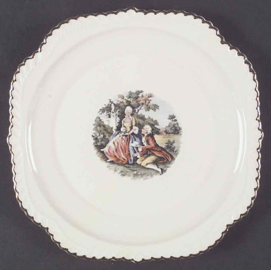 Godey Prints Square Salad Plate by Harker-1