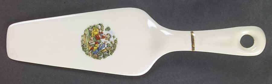 Godey Prints Solid Ceramic Pie/Cake Server by Harker-1