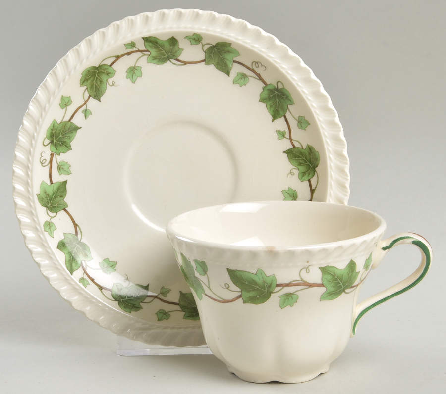 Ivy Flat Cup & Saucer Set by Harker-1