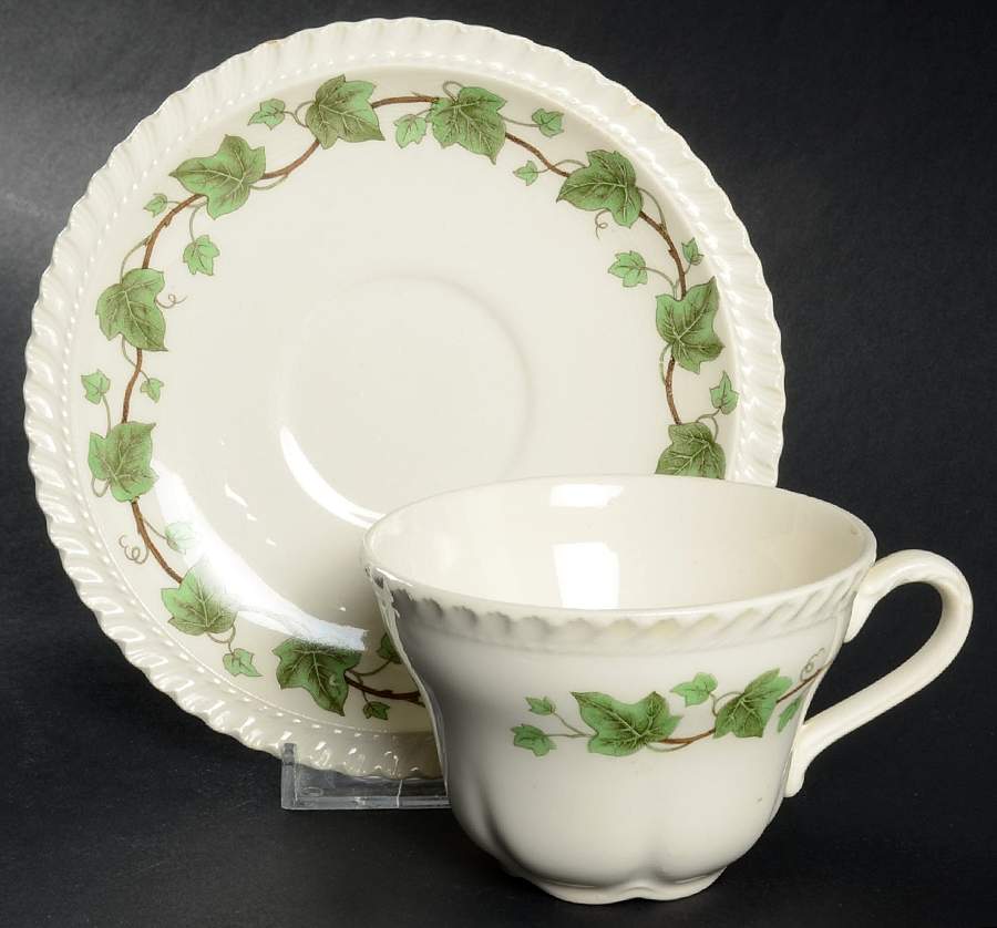 Ivy Flat Cup & Saucer Set by Harker-1