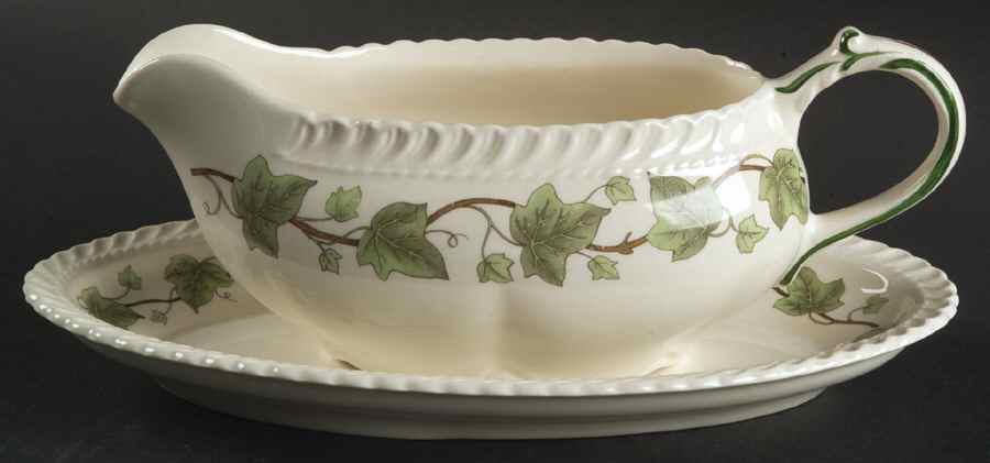 Ivy Gravy Boat & Underplate/Relish by Harker-1