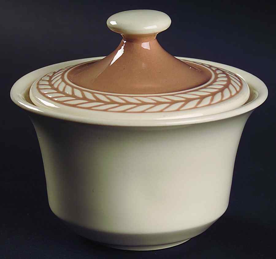Laurelton Beige Sugar Bowl & Lid by Harker-1