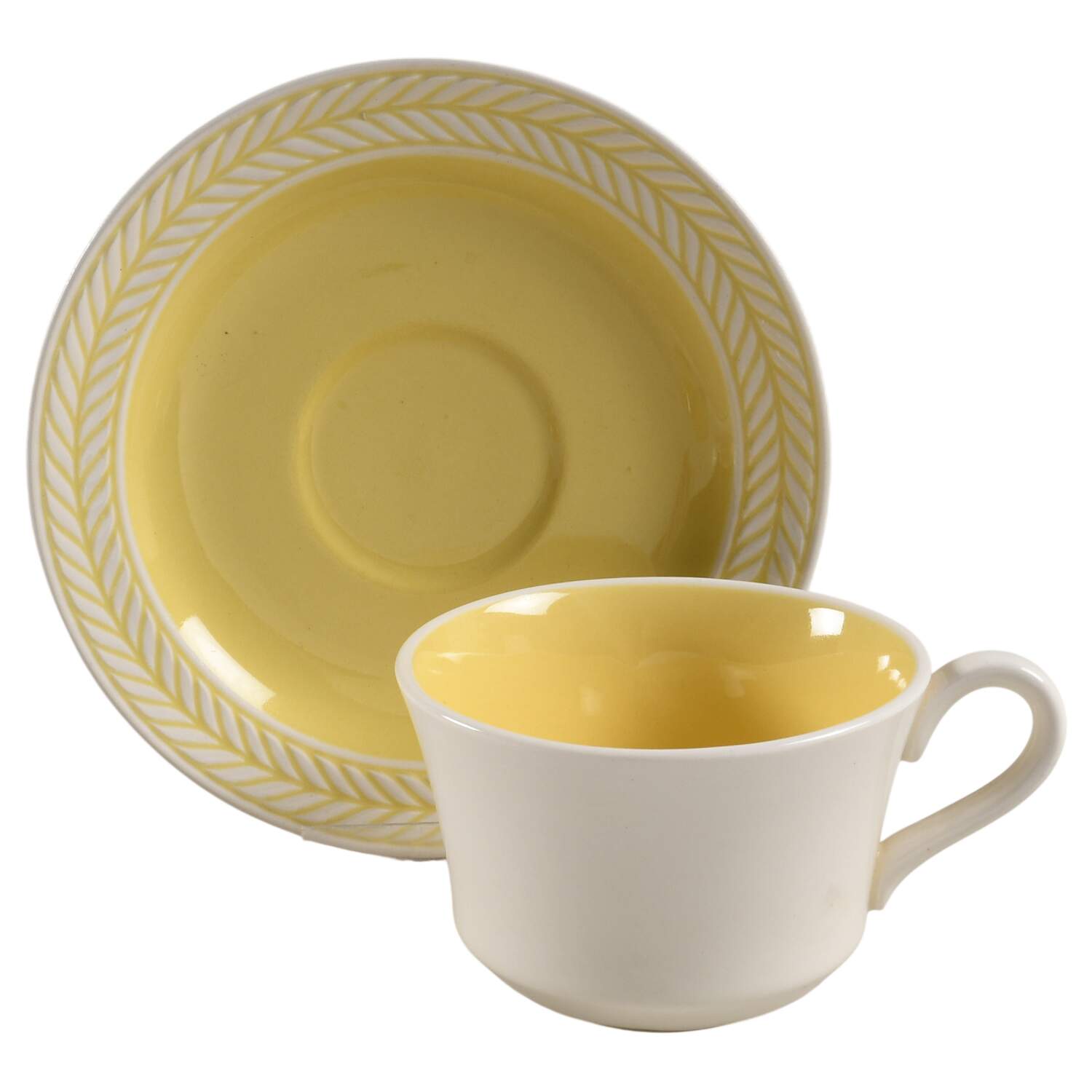 Laurelton Yellow Flat Cup & Saucer Set by Harker-1