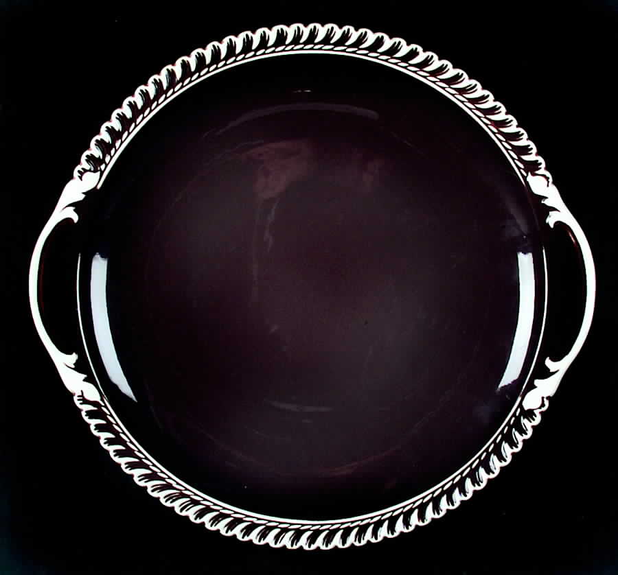 Pate Sur Pate Chocolate (Brown) Handled Cake Plate by Harker-1