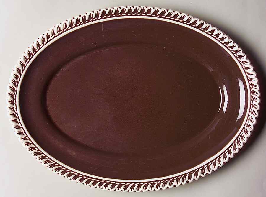 Pate Sur Pate Chocolate (Brown) 12" Oval Serving Platter by Harker-1