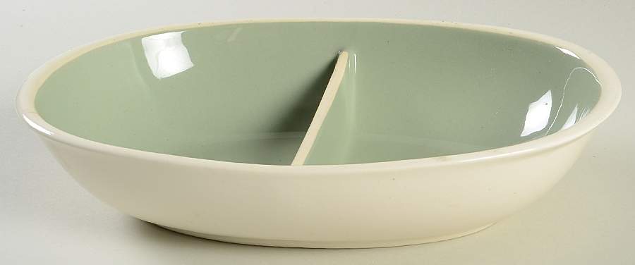 Persian Key 10" Oval Divided Vegetable Bowl by Harker-1
