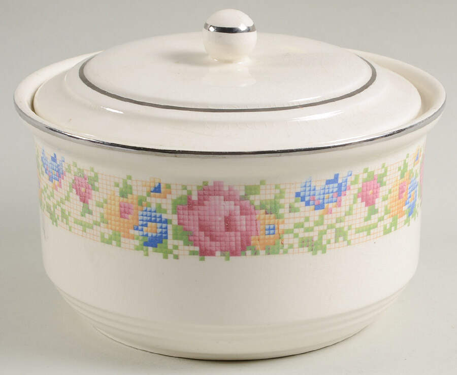 Petit Point 1 Qt Round Covered Casserole by Harker-1