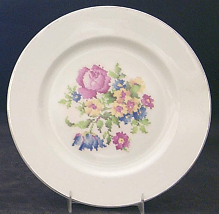Petit Point Luncheon Plate by Harker-1