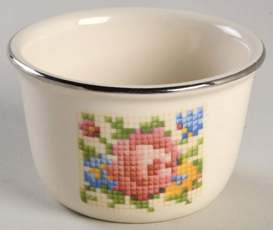 Petit Point Custard Cup by Harker-1