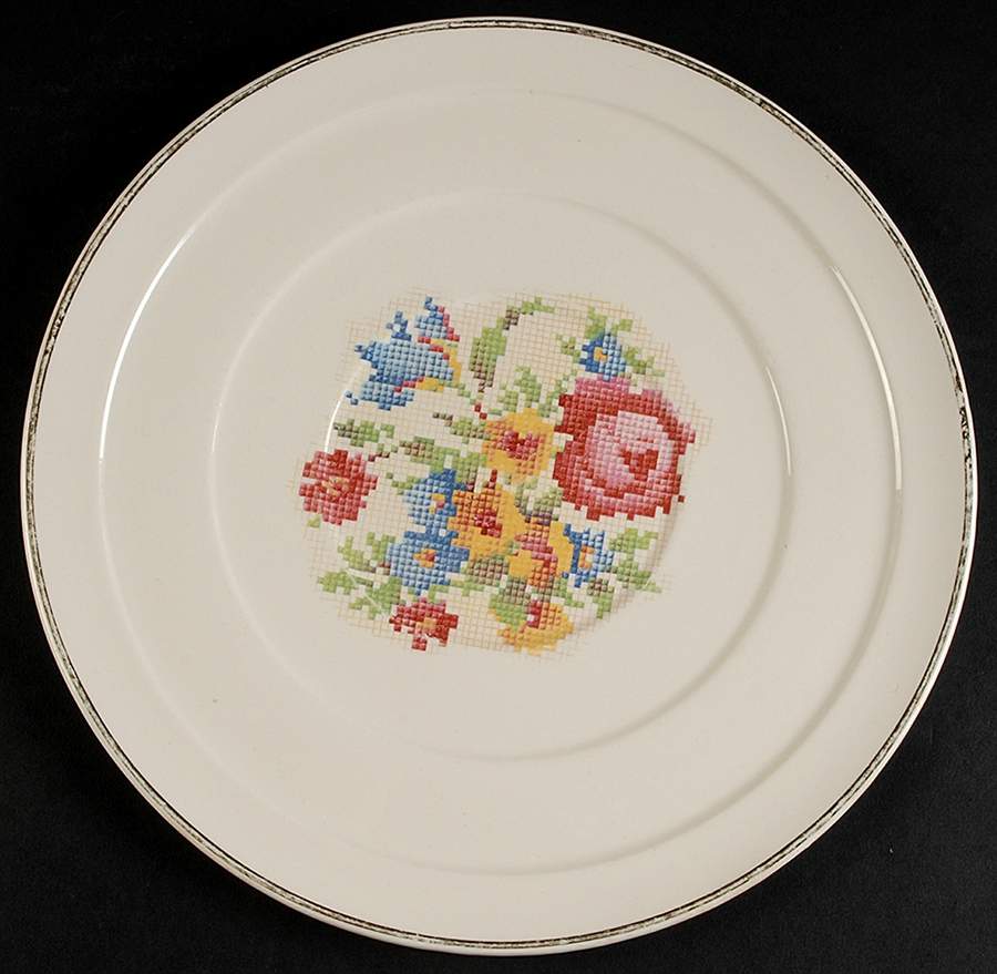 Petit Point Cake Plate by Harker-1