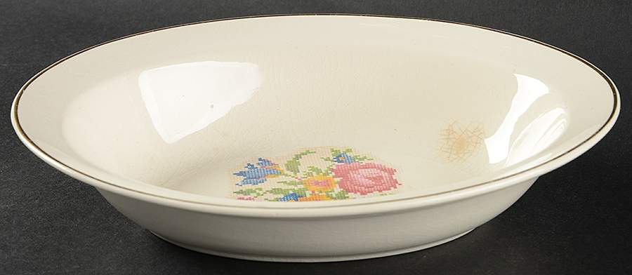 Petit Point 9" Oval Vegetable Bowl by Harker-1