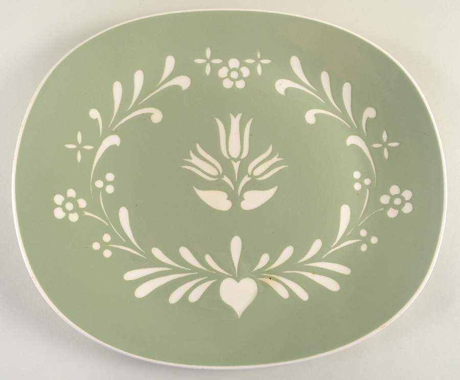 Provincial Tulip Green 13" Oval Serving Platter by Harker-1