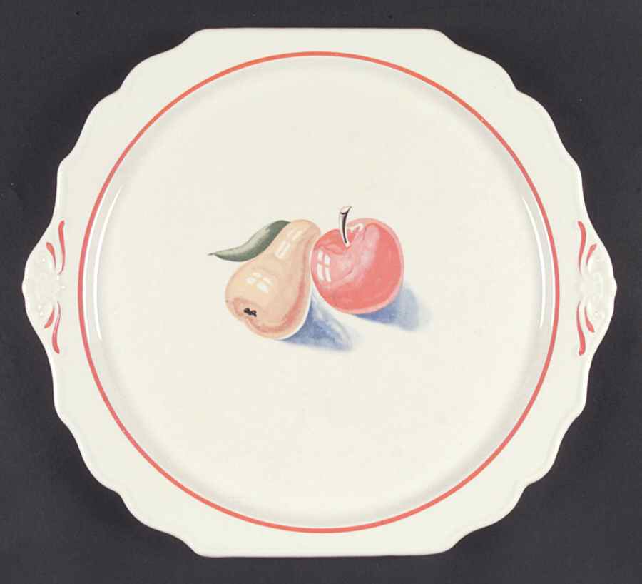 Red Apple II Hotoven Handled Cake Plate by Harker-1