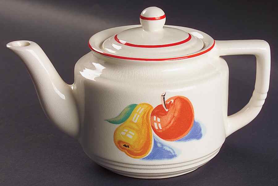 Red Apple II Hotoven Teapot & Lid by Harker-1
