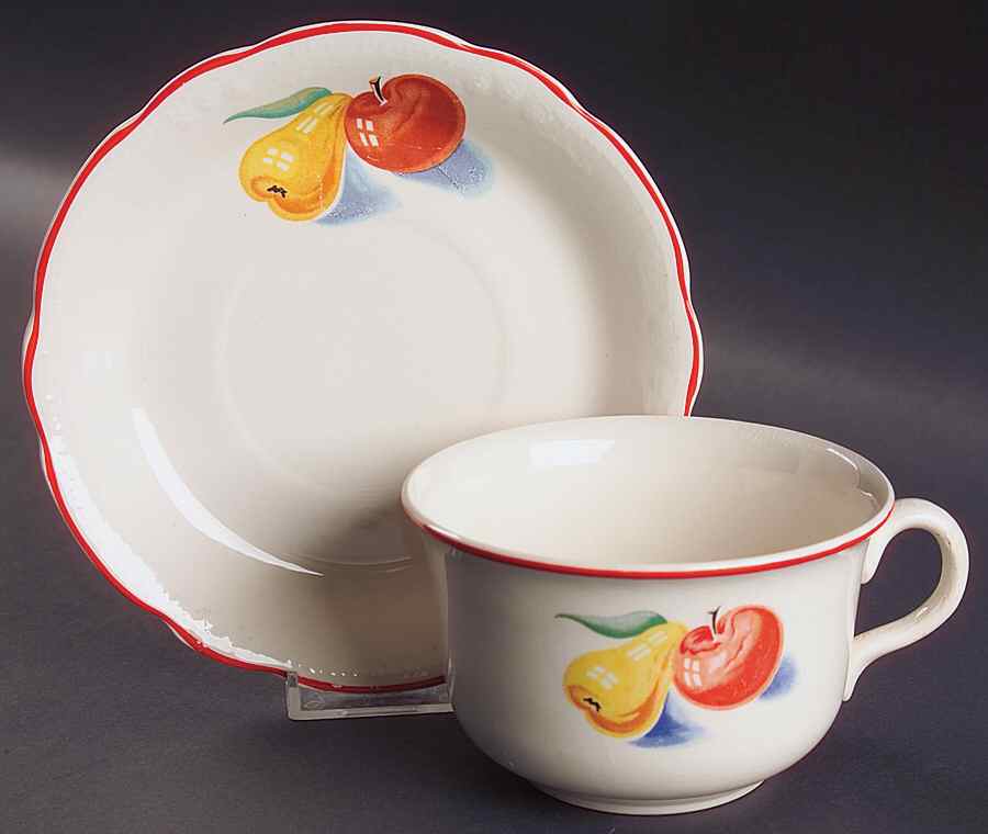 Red Apple II Hotoven Jumbo Cup & Saucer Set by Harker-1