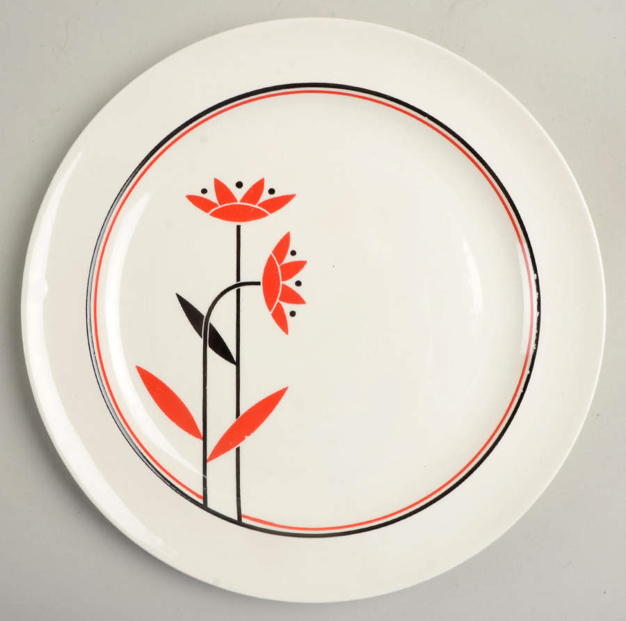 Red Daisies Luncheon Plate by Harker-1