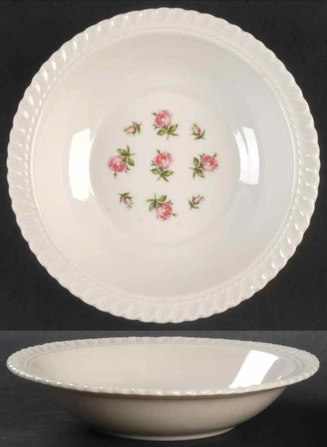 Rosebud Bouquet (No Trim) Rim Fruit/Dessert (Sauce) Bowl by Harker-1
