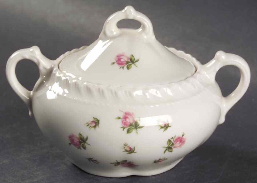 Rosebud Bouquet (No Trim) Sugar Bowl & Lid by Harker-1