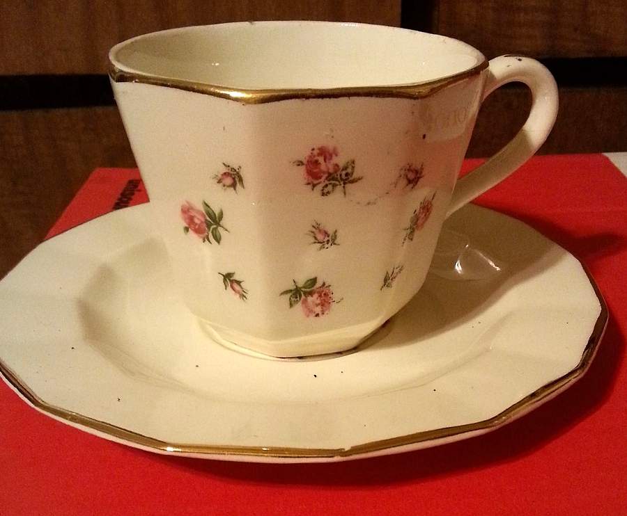 Rosebud Flat Cup & Saucer Set by Harker-1