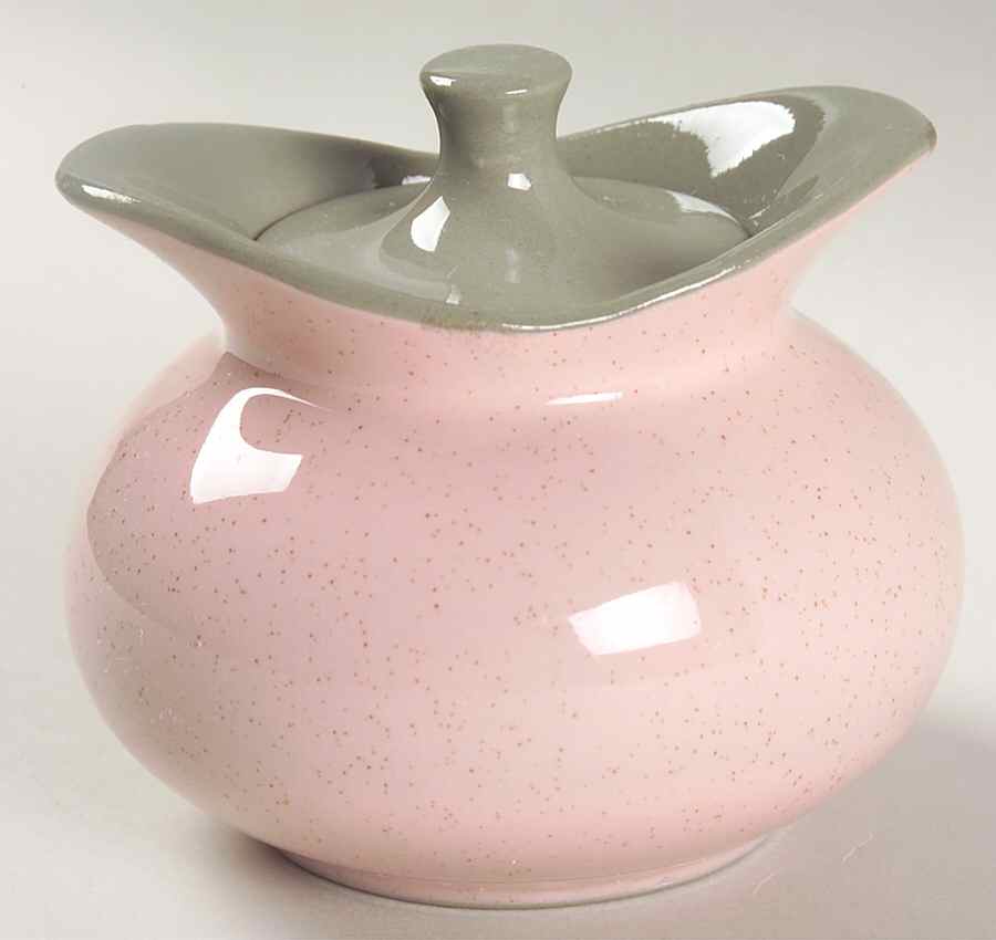 Shell Pink Sugar Bowl & Lid by Harker-1