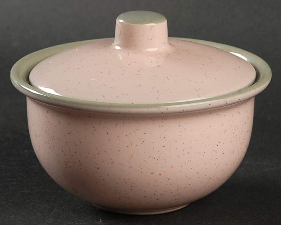 Shell Pink Sugar Bowl & Lid by Harker-1