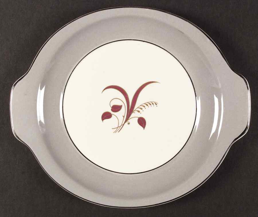 Slender Leaf Gray Handled Cake Plate by Harker-1