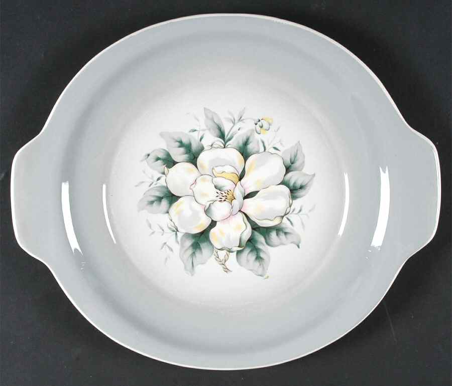 Springtime (Gray Rim) Handled Cake Plate by Harker-1