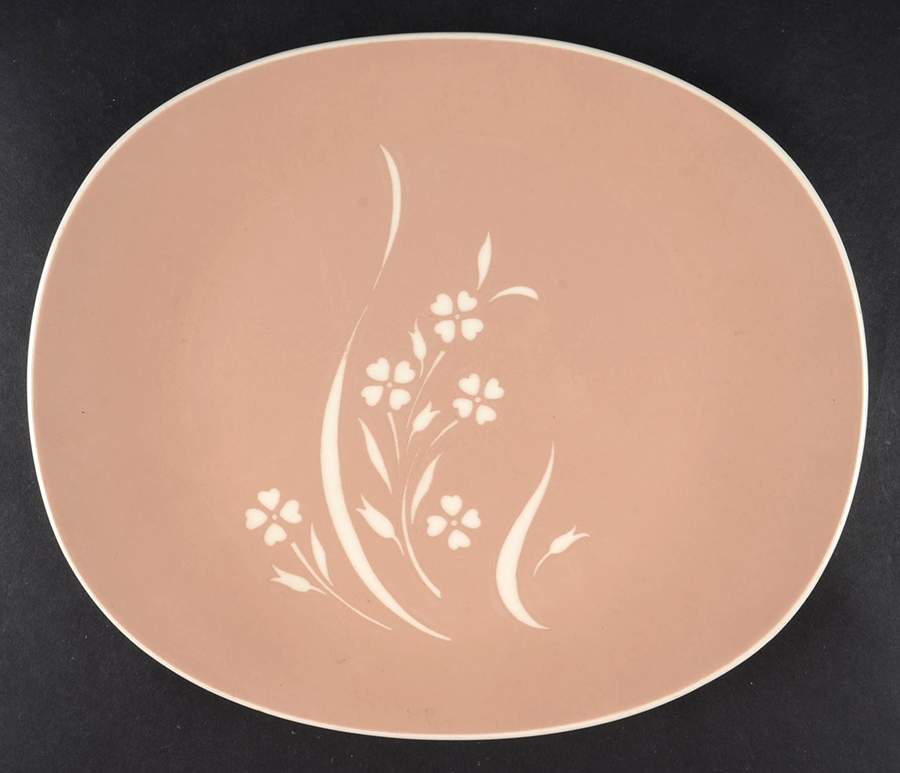 Springtime (Tan Background) 11" Oval Serving Platter by Harker-1