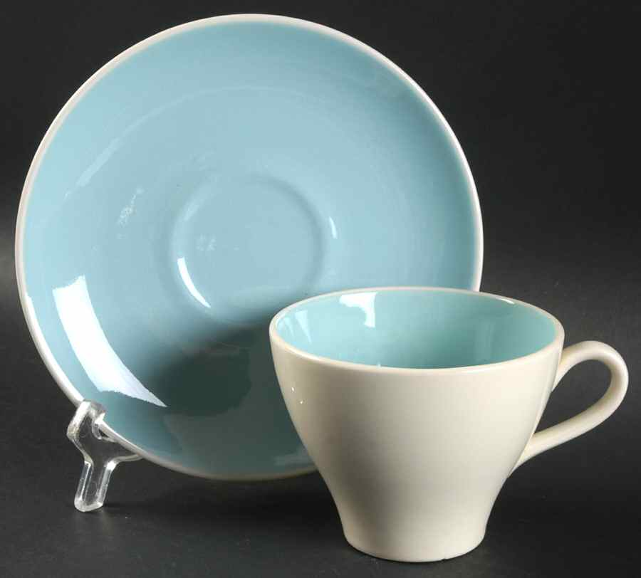 Star Lite Sky Blue Footed Cup & Saucer Set by Harker-1