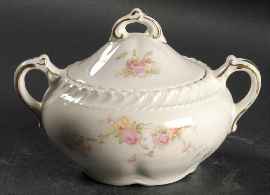 Sweetheart Rose (Royal Gadroon) Sugar Bowl & Lid by Harker-1