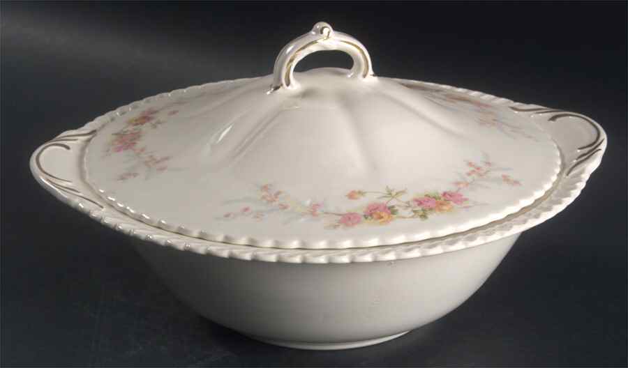 Sweetheart Rose (Royal Gadroon) Round Covered Vegetable by Harker-1