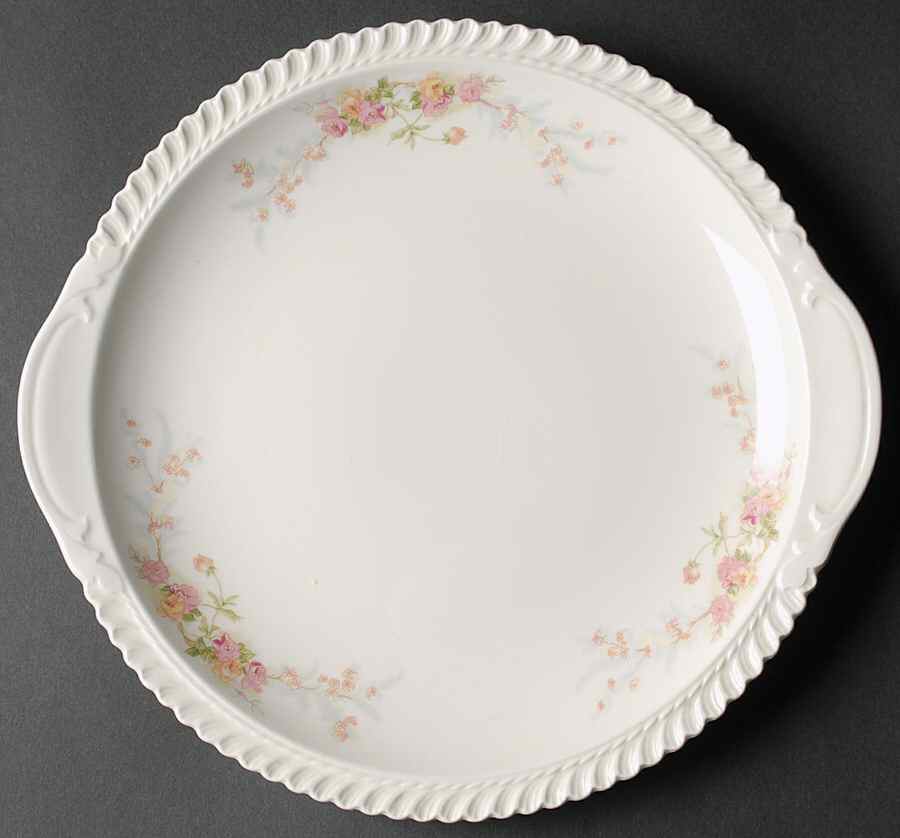 Sweetheart Rose (Royal Gadroon) Handled Cake Plate by Harker-1