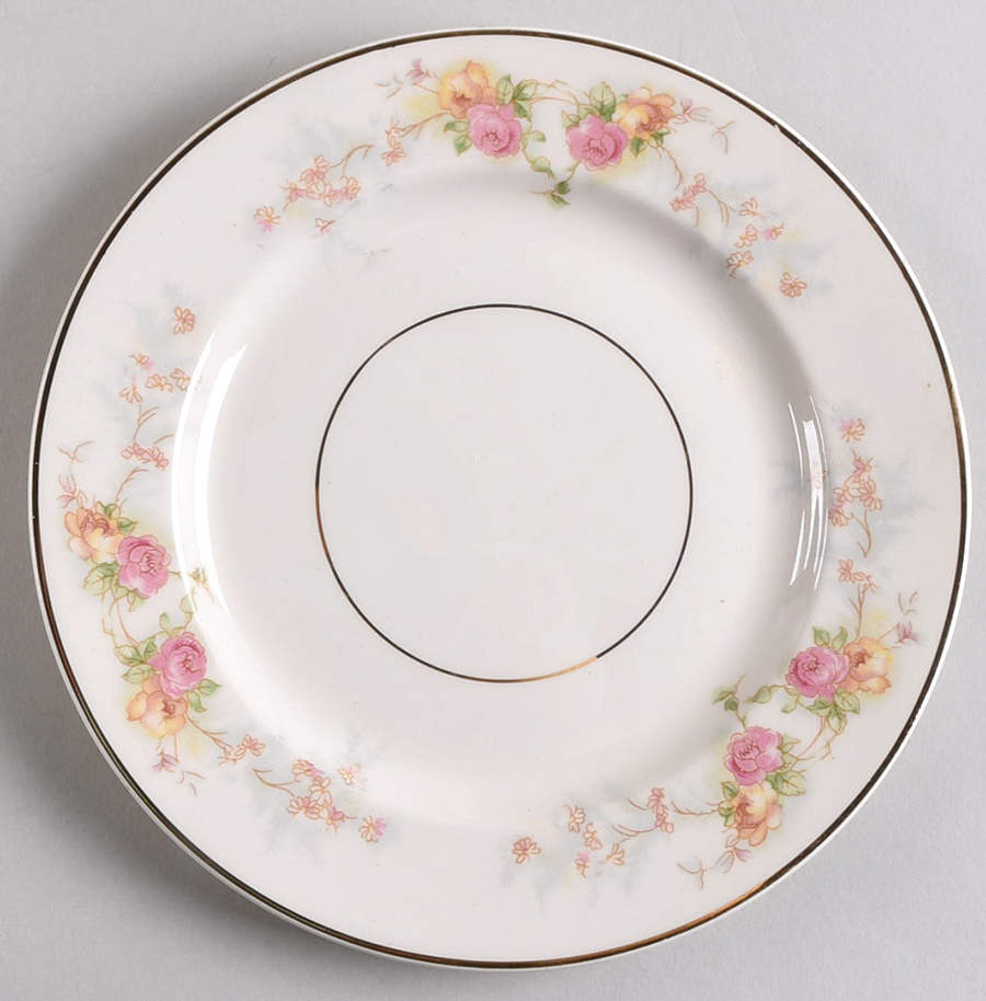 Sweetheart Rose (Tan Verge) Bread & Butter Plate by Harker-1
