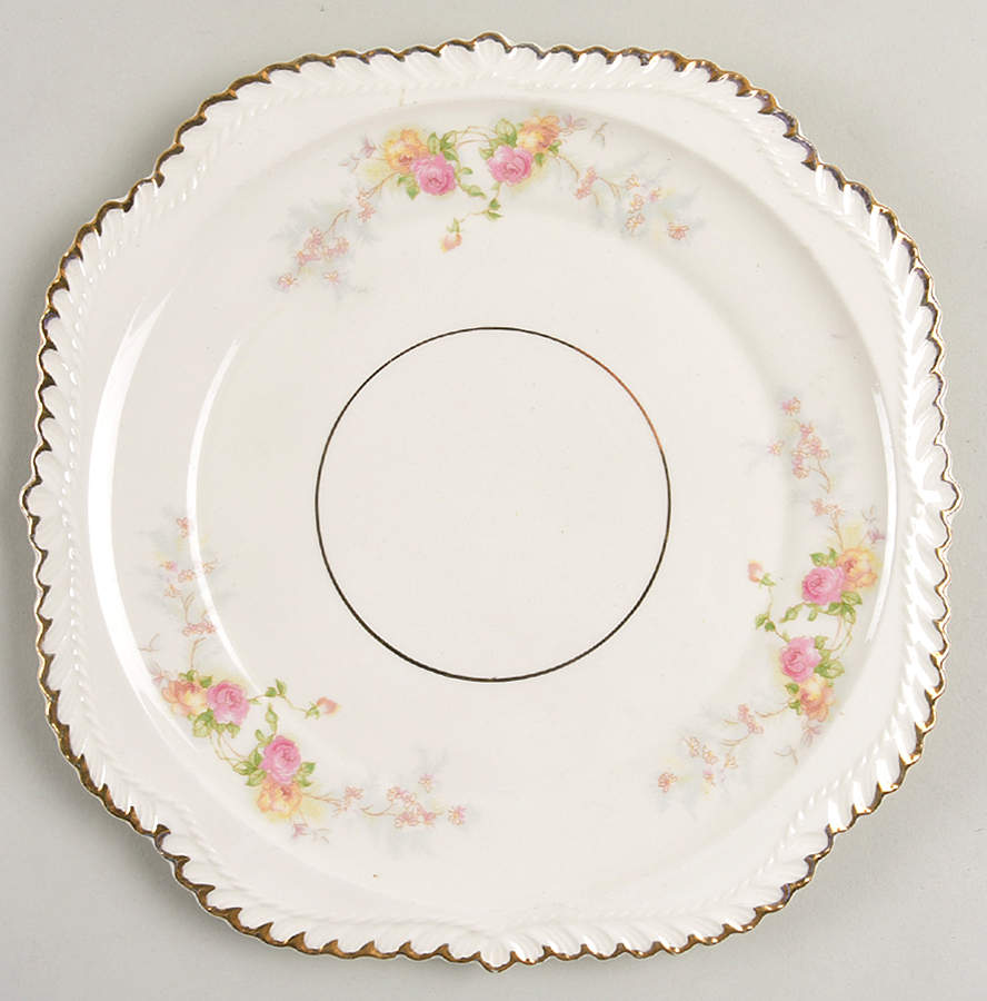 Sweetheart Rose (Tan Verge) Square Salad Plate by Harker-1