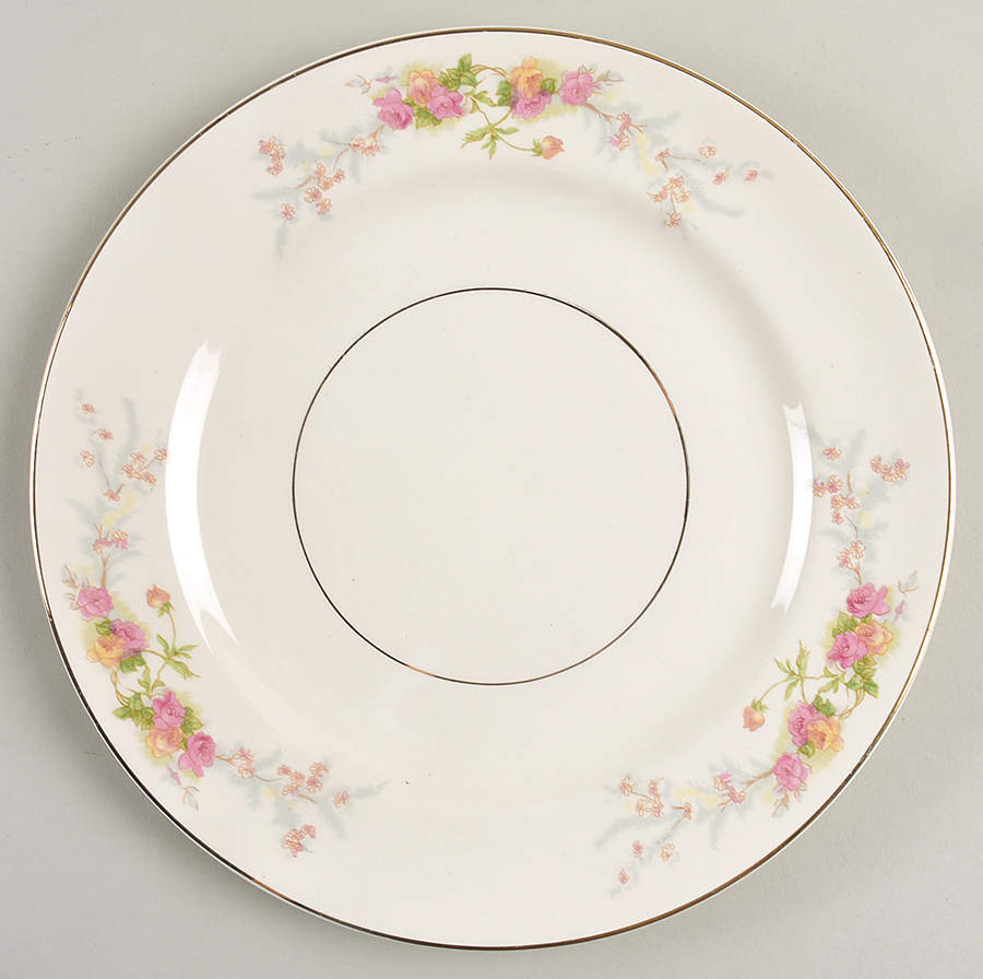Sweetheart Rose (Tan Verge) Luncheon Plate by Harker-1