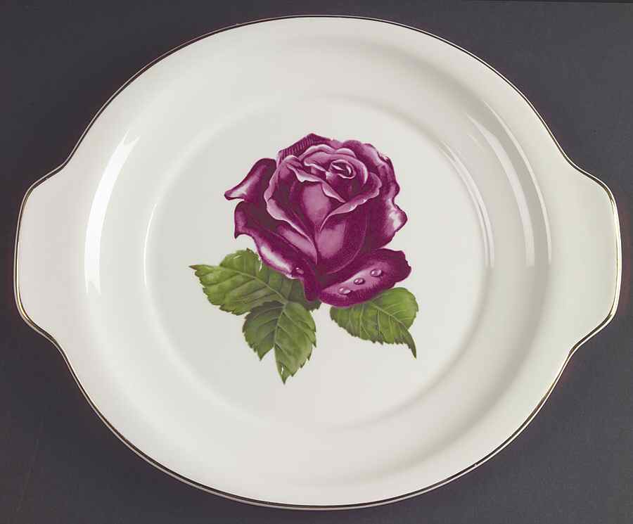 Teal Rose Handled Cake Plate by Harker-1