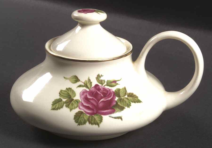 Teal Rose Sugar Bowl & Lid by Harker-1