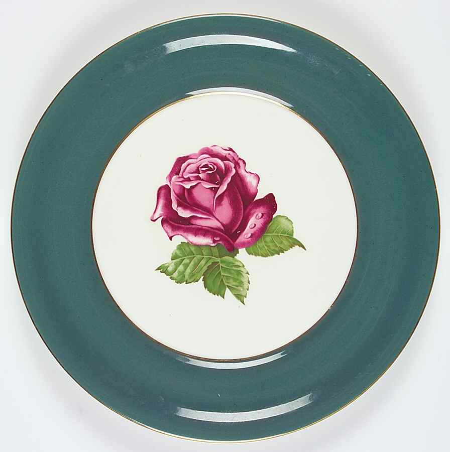 Teal Rose Dinner Plate by Harker-1