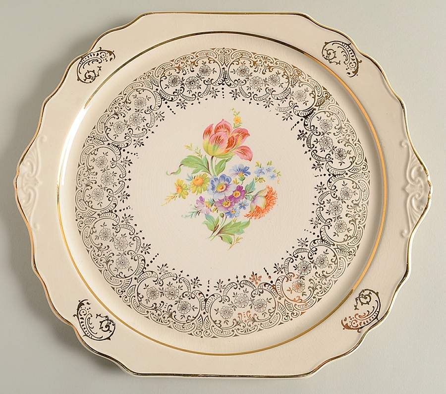 Tulip Bouquet Handled Cake Plate by Harker-1