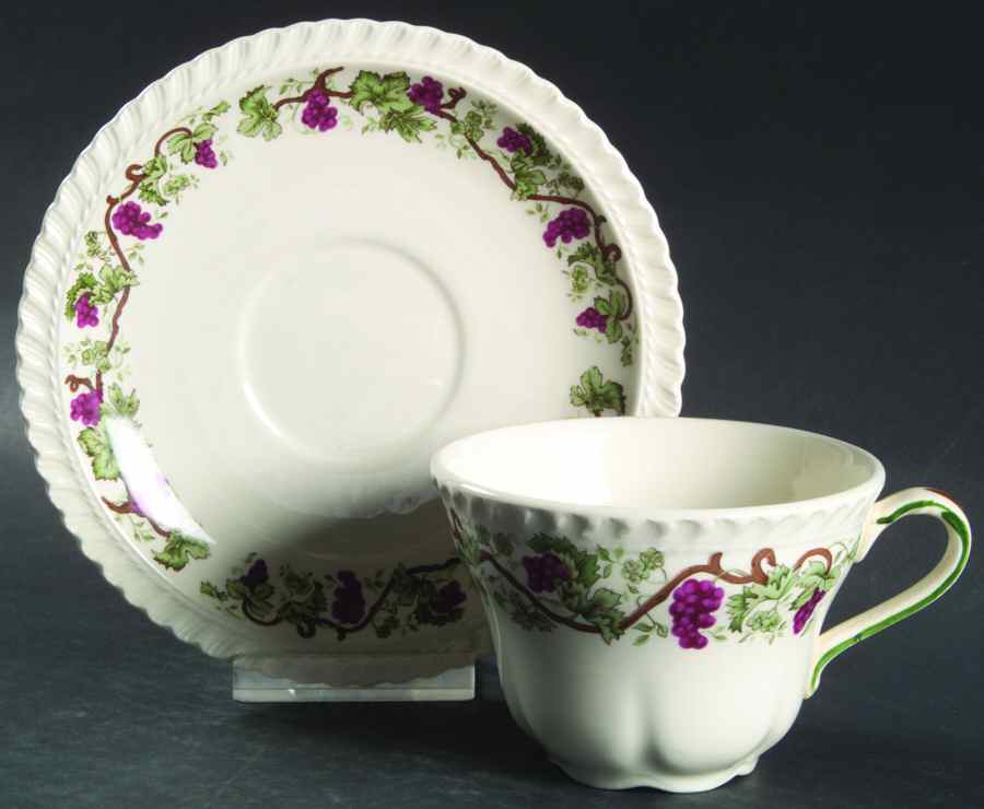 Vintage Flat Cup & Saucer Set by Harker-1