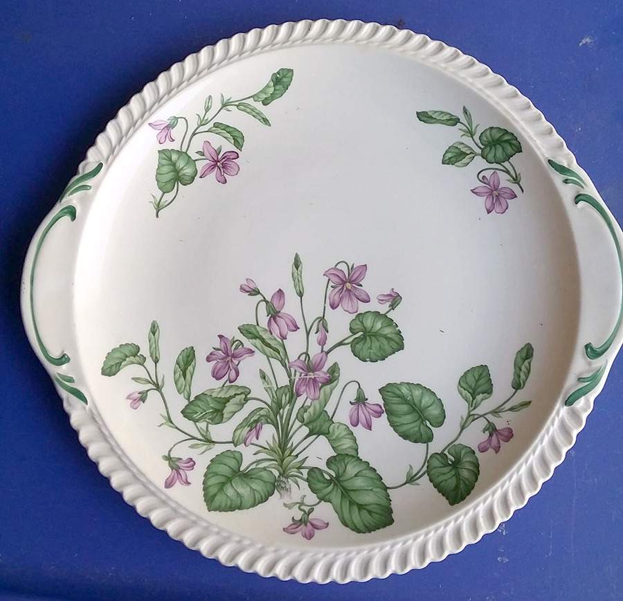 Violet Handled Cake Plate by Harker-1