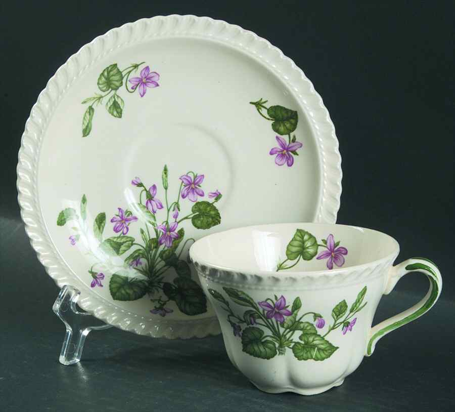 Violet Flat Cup & Saucer Set by Harker-1