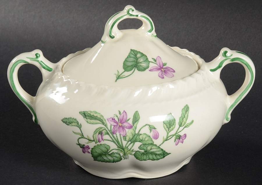 Violet Sugar Bowl & Lid by Harker-1